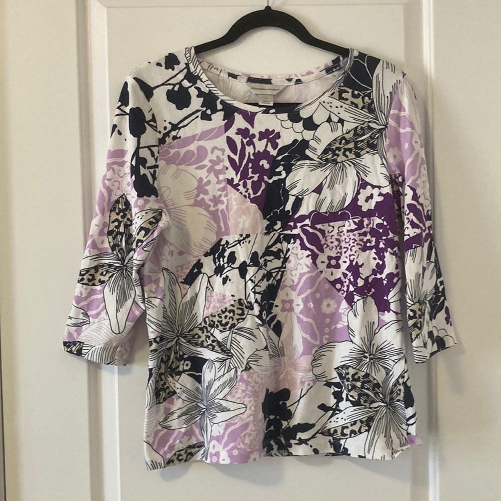 Graphic Purple 3/4 Length Sleeve Tee
